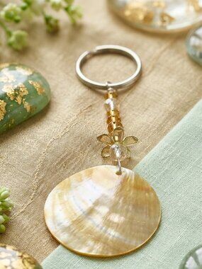 Simple Beaded Keychain for Women | Floral Moon Keychain | Simple & Feminine